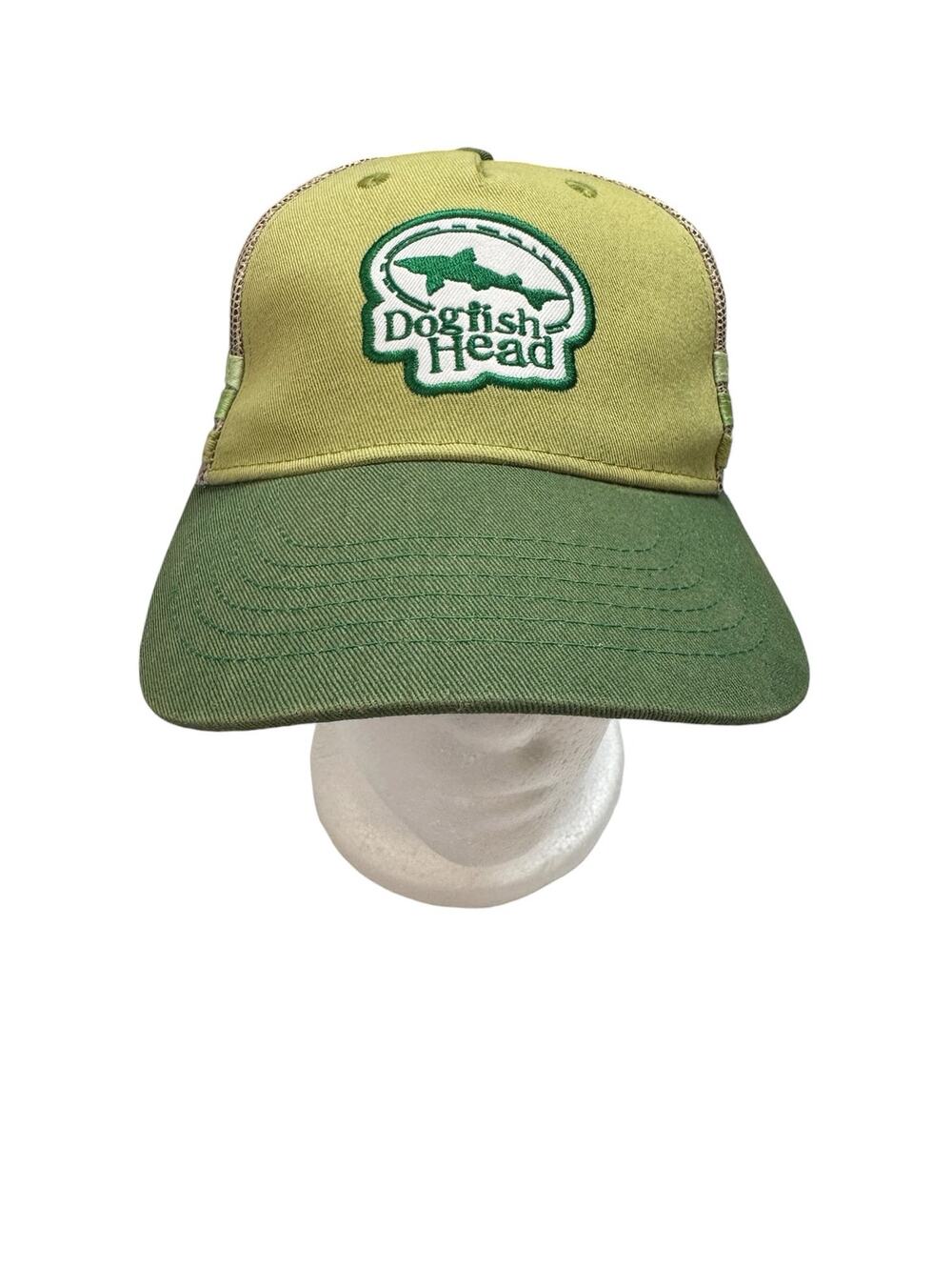 DOGFISH HEAD Brewery Striped Mesh SnapBack Hat One Size Adult Green Logo Cap